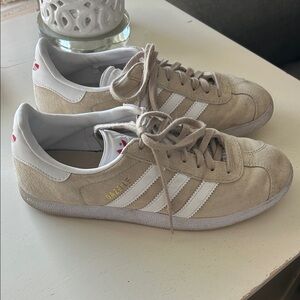 Adidas Gazelle Women's Tan and White Sneakers